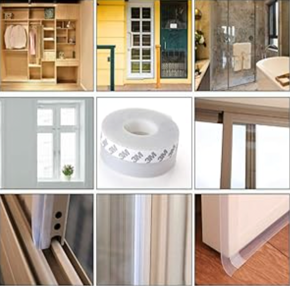 Bandă din silicon transparentă pentru izolare uși și ferestre – 5 m