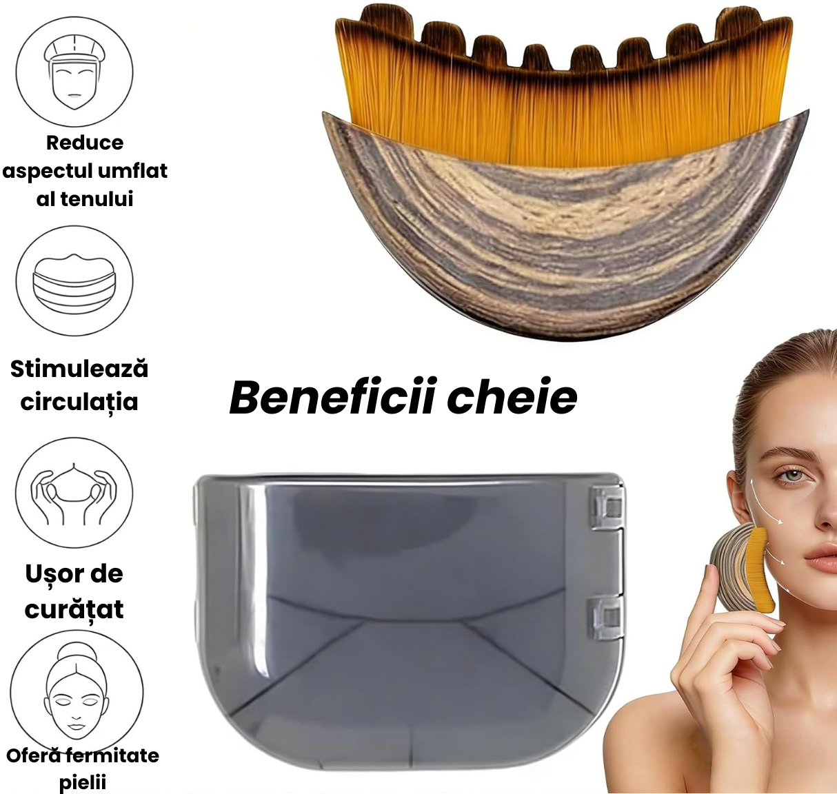 Perie pentru drenaj limfatic, lifting facial și îngrijirea pielii