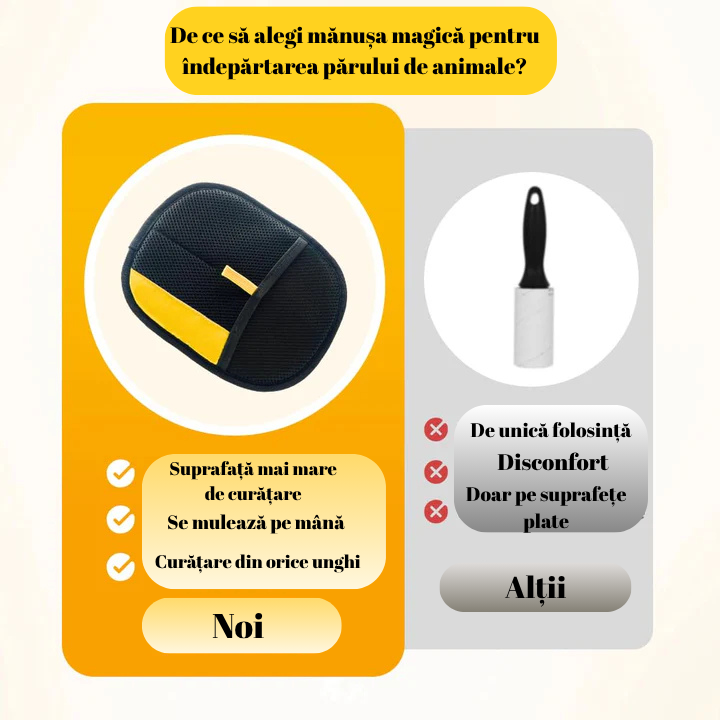 Mănușa Magică pentru Îndepărtarea Părului de Animale (Ofertă 1+1 Gratuit)