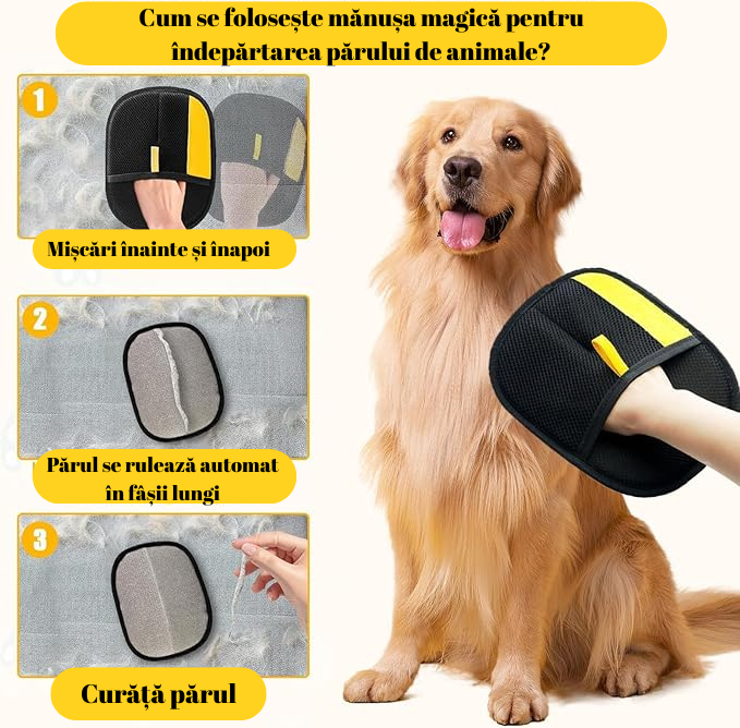 Mănușa Magică pentru Îndepărtarea Părului de Animale (Ofertă 1+1 Gratuit)