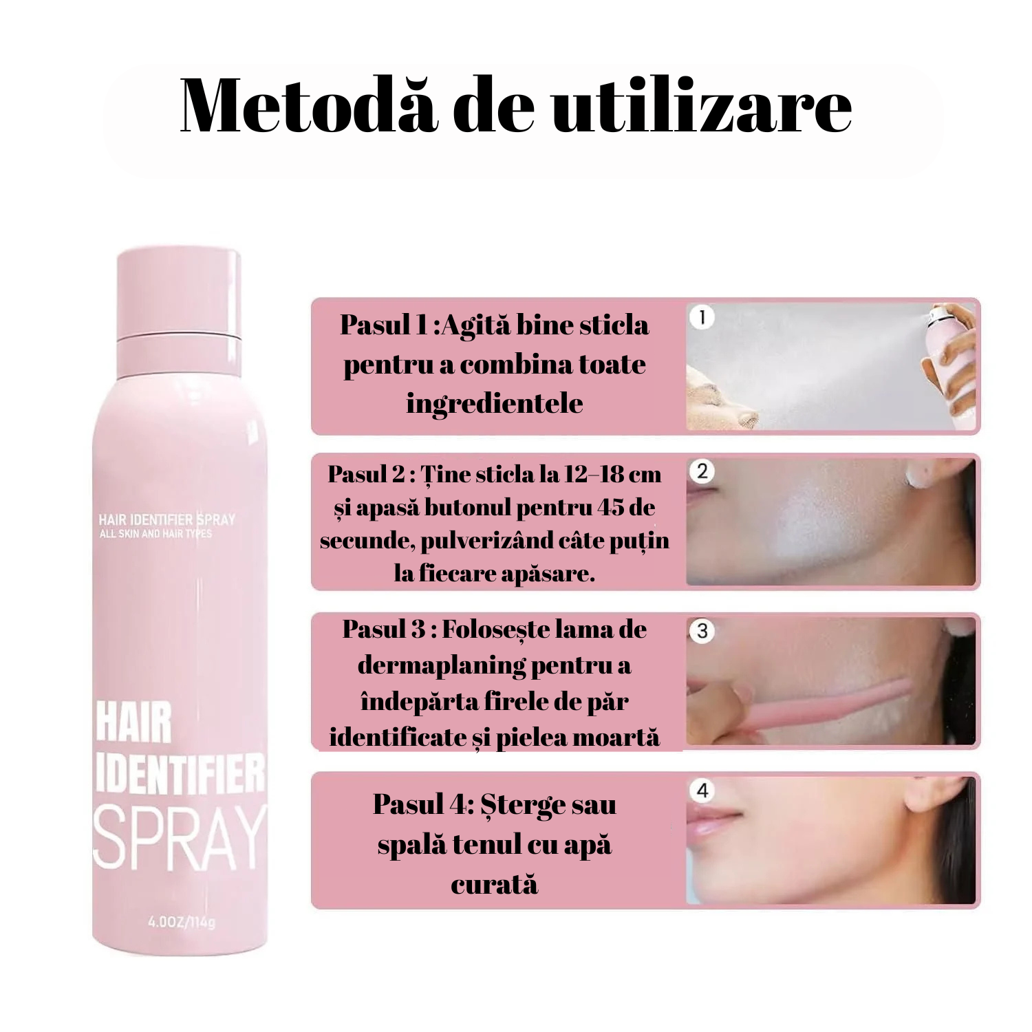 Spray pentru evidențierea părului facial + 4 lame incluse