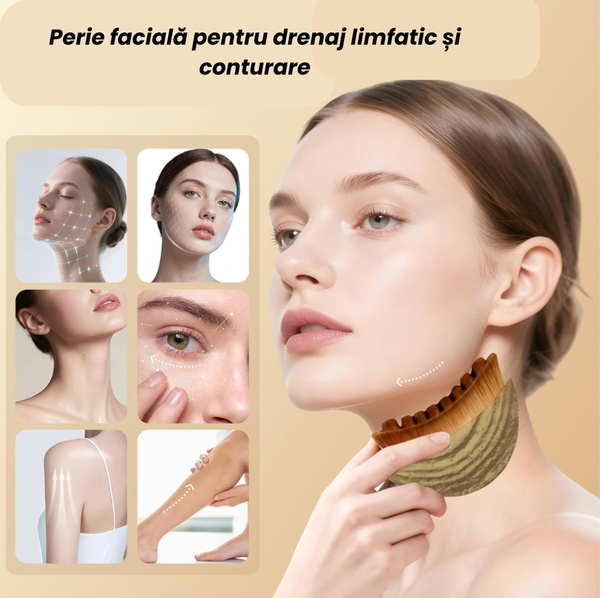 Perie pentru drenaj limfatic, lifting facial și îngrijirea pielii