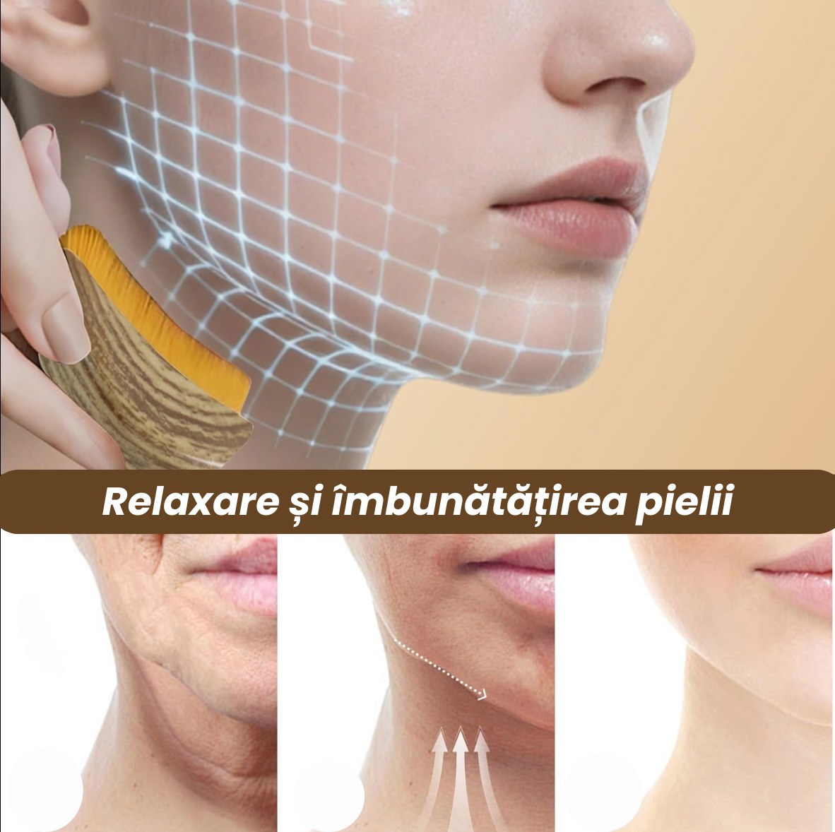 Perie pentru drenaj limfatic, lifting facial și îngrijirea pielii